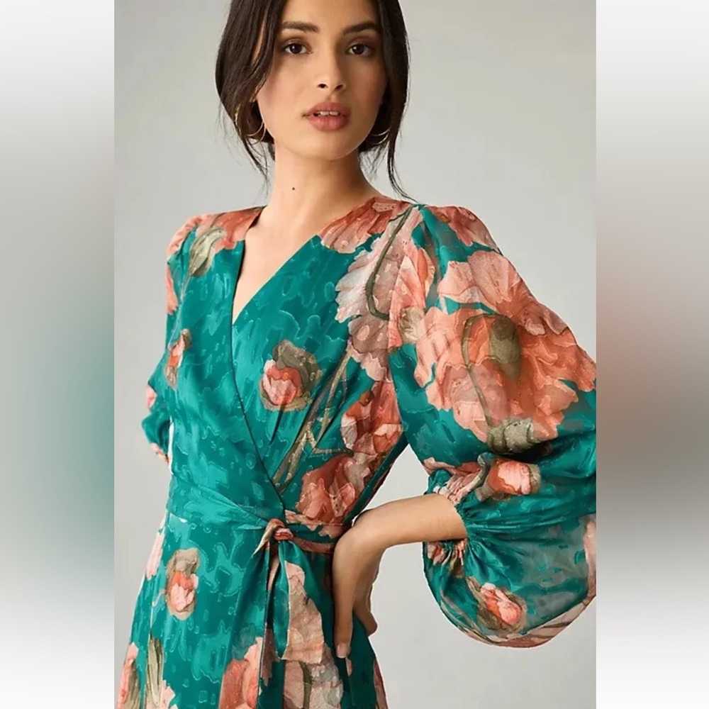Hutch Teal and Pink Floral Long Sleeve Dress